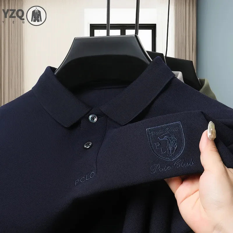 2024 Men's New Embroidered Cotton Business Leisure Short Sleeved POLO Shirt Fashion Short Sleeved Comfortable and Breathable Top
