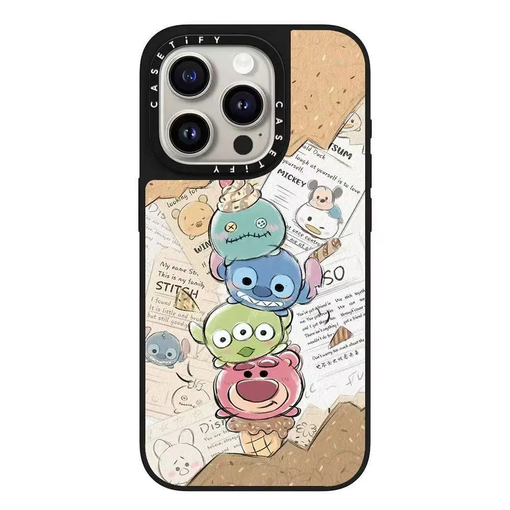 Cute Cartoon Pet Ice Cream Party Phone Case Collaborative Series for iPhone 16 pro Max Adorable Animal Design Mobile Cover