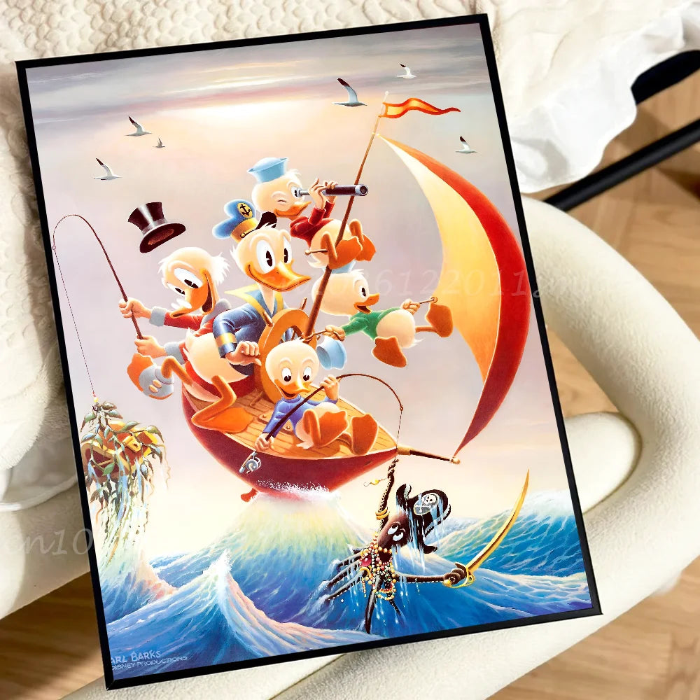 Cute Funny Cartoon Duck Poster Self-adhesive Art Waterproof Paper Sticker Coffee House Bar Room Wall Decor