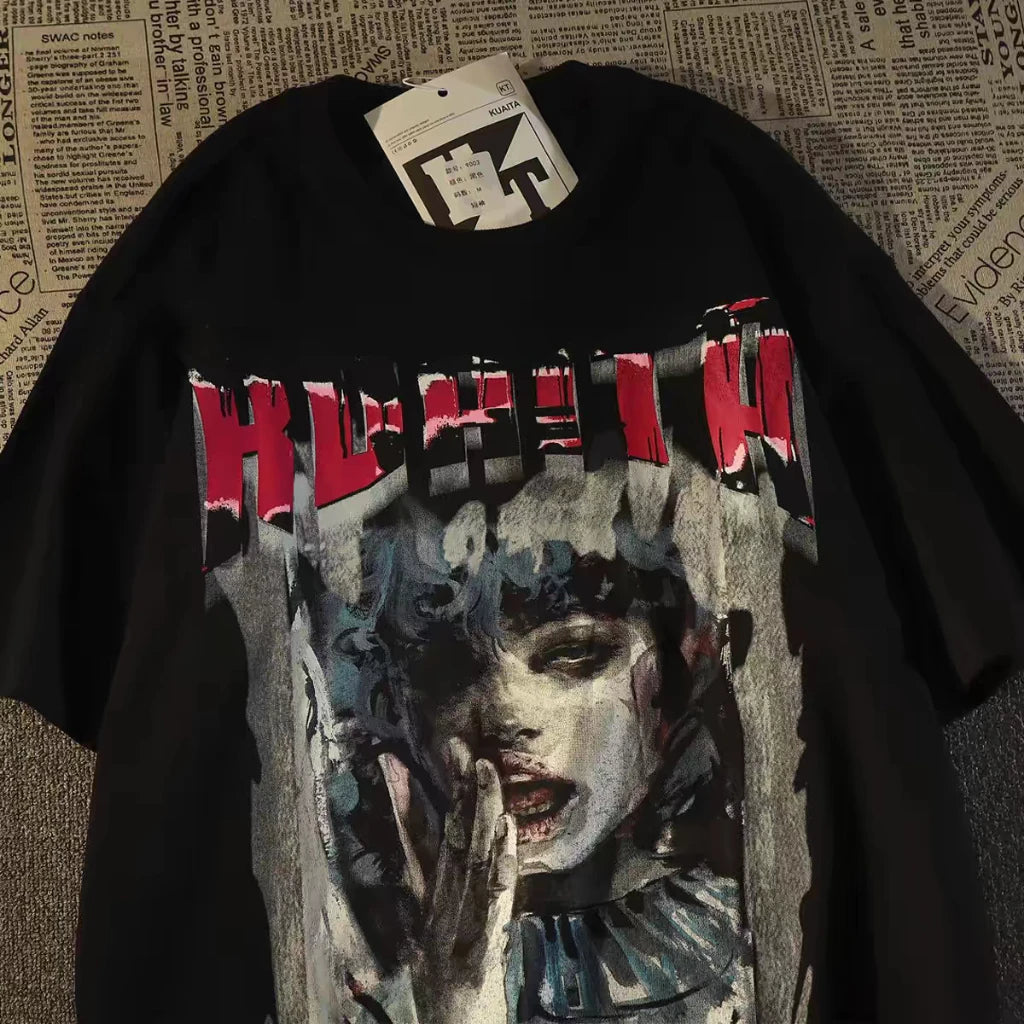 Fashion Hip Hop Smoking boy Print T-shirt Men Summer 100%Cotton Short Sleeve T-shirt Casual Y2k Top Cool Streetwear Men clothing
