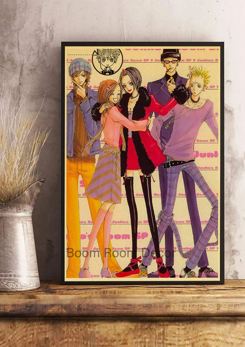 Hot Anime Posters NANA Retro Kraft Paper Sticker Poste 2021 Arrivals Bar Cafe Decor Nostalgia Gift Funny Prints Wall Paintings