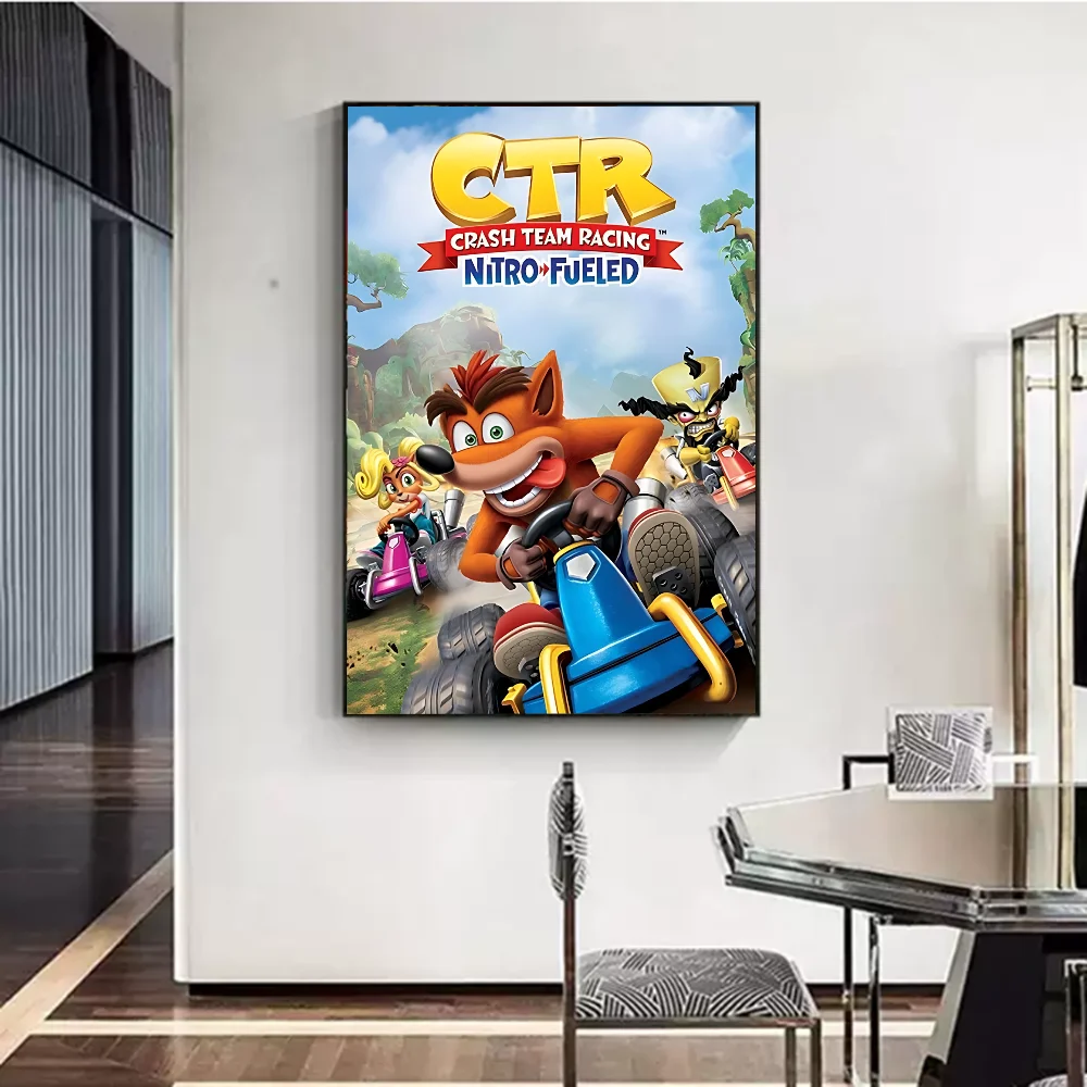 Crash Bandicoot Anime Posters Sticky Whitepaper Sticker DIY Room Bar Cafe Kawaii Room Decor