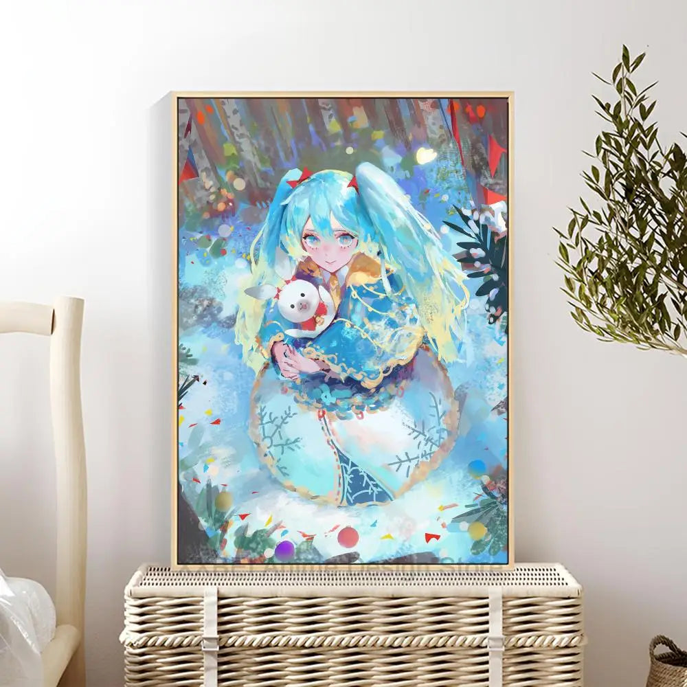Virtual Idol H-Hatsunes M-MikU Poster Modern Art Mural Indoor Wall Sticker Bedroom Bedside Display Decorative Painting
