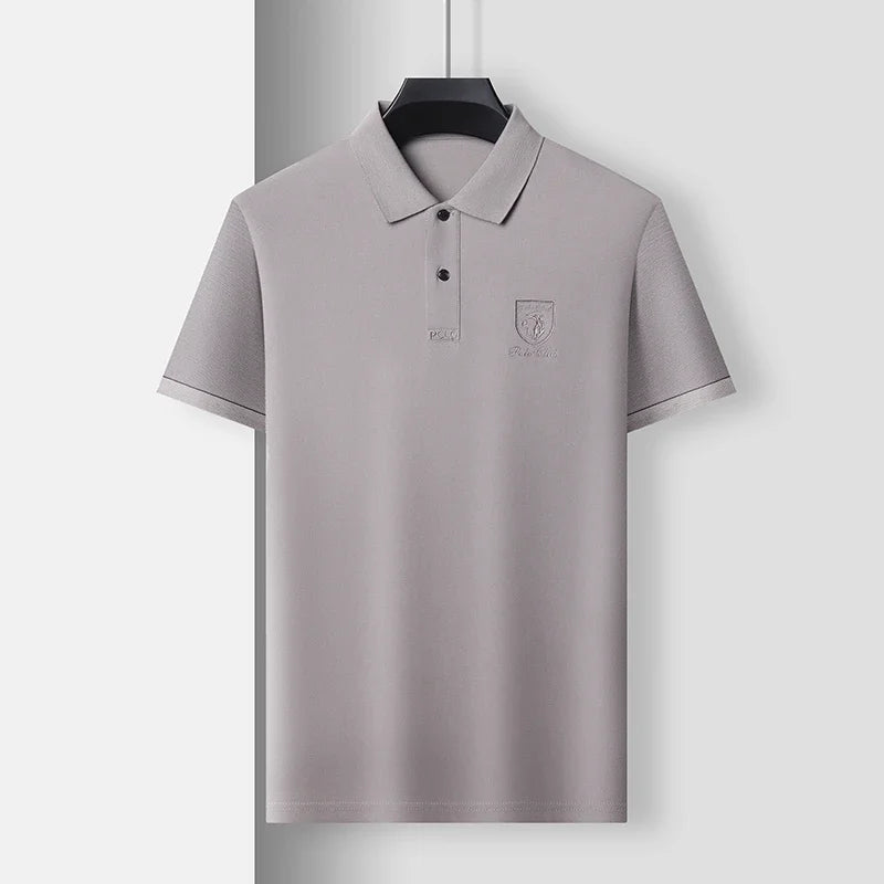2024 Men's New Embroidered Cotton Business Leisure Short Sleeved POLO Shirt Fashion Short Sleeved Comfortable and Breathable Top
