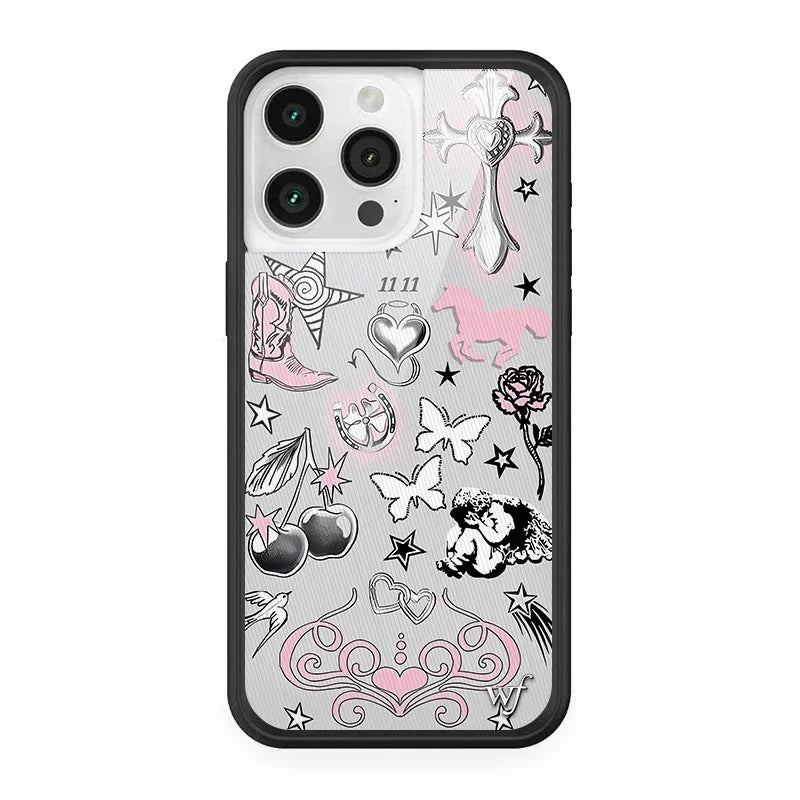 Wildflower Cartoon Cute Animal Cat Puppy Butterfly Horse Phone Case For iPhone 13 14 15 16 Pro Max WF Lovely Dancing Bear Cover