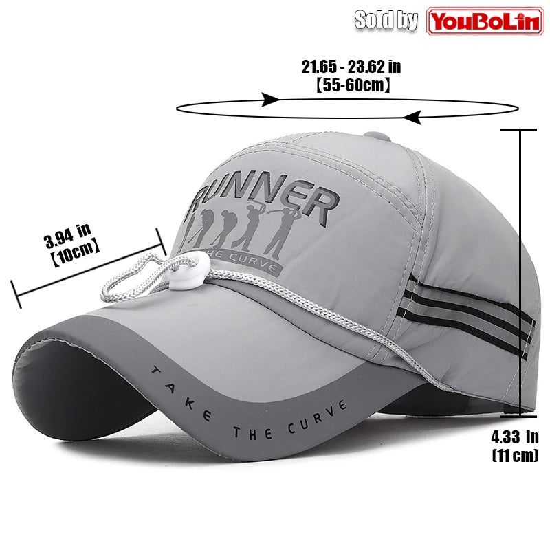 Summer With Windproof Rope Extended Brim Adjustable Cotton Baseball Cap Fishing Hat Trucker Caps Dad Hats