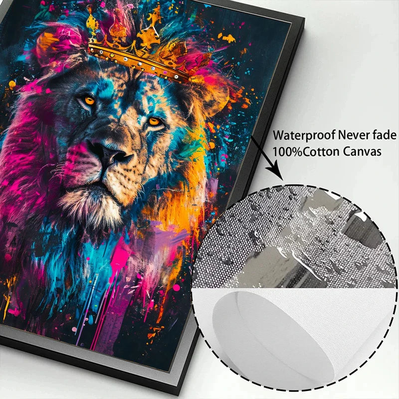 Abstract Animals Lion Tiger Wolf Graffiti Art Canvas Painting Colorful Animal Wall Art Poster Prints Pictures Living Room Decor