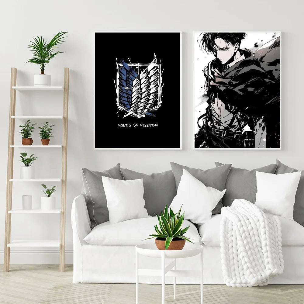 1PC Attack On Titan Poster Self-adhesive Art Waterproof Paper Sticker Coffee House Bar Room Wall Decor