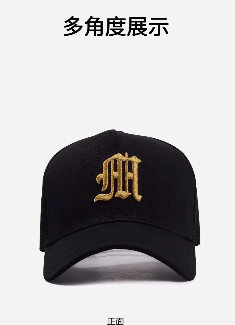 New Men's Large Size 65cm High Top Baseball Cap Tide Big Head Summer Thin Mesh Breathable Trucker Cap Embroidery Sun Hat Women