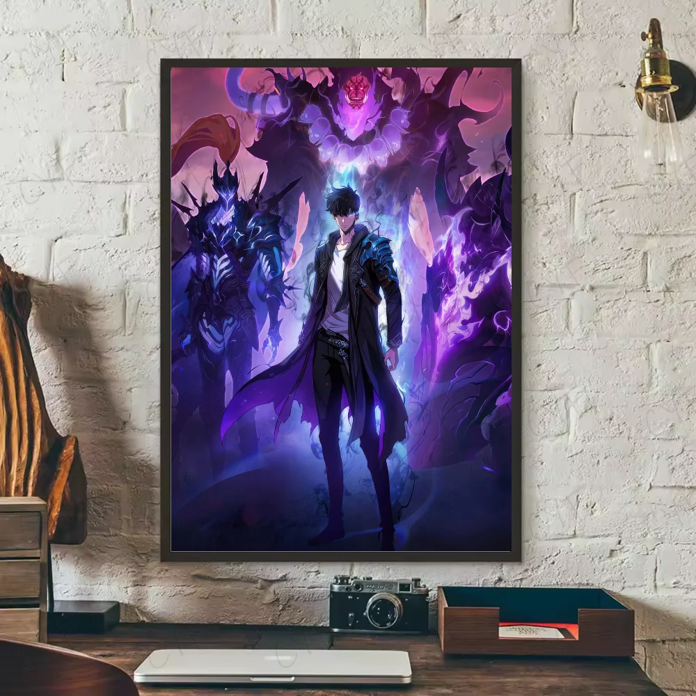 S-Solo Leveling Anime Poster HD art sticky wall waterproof home living room bedroom bar aesthetic decoration