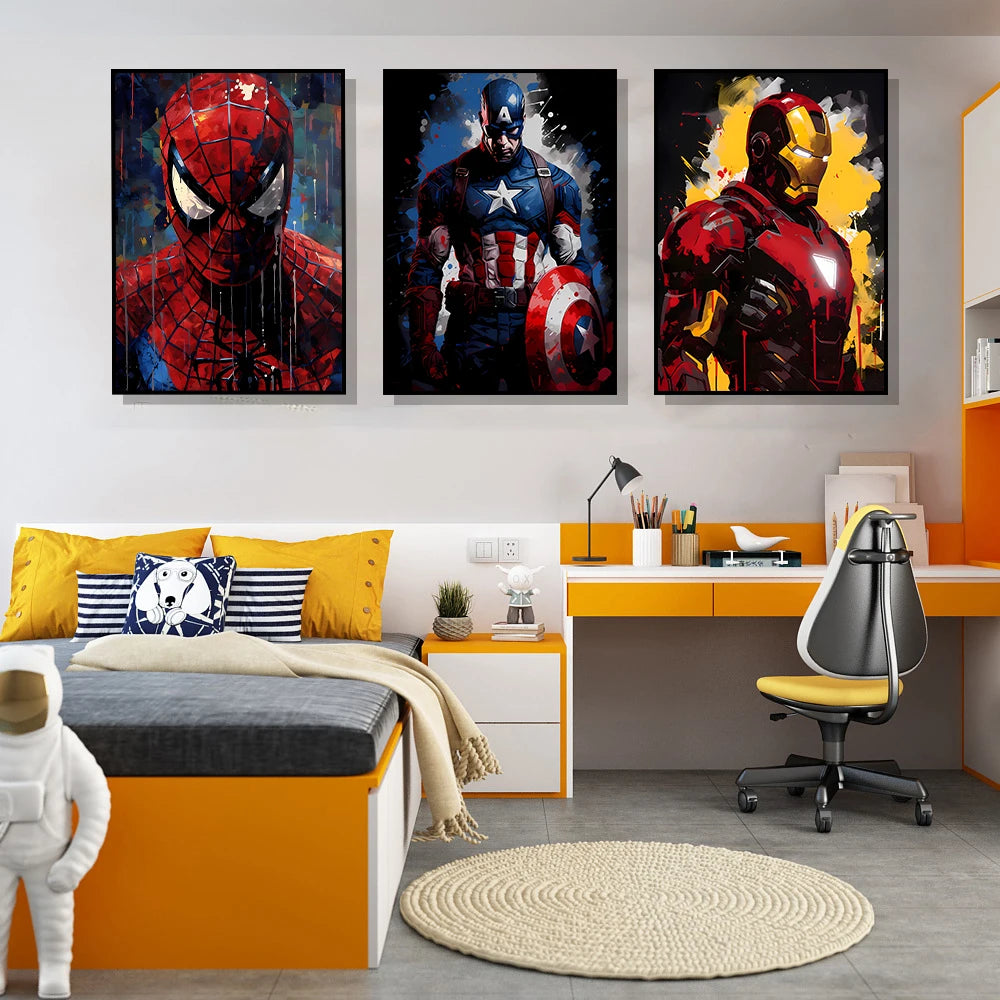 Marvel Movie Canvas Art Poster Anime Super Hero SpiderMan Iron Man Canvas Painting Home Wall Decor Prints and Children's Gifts