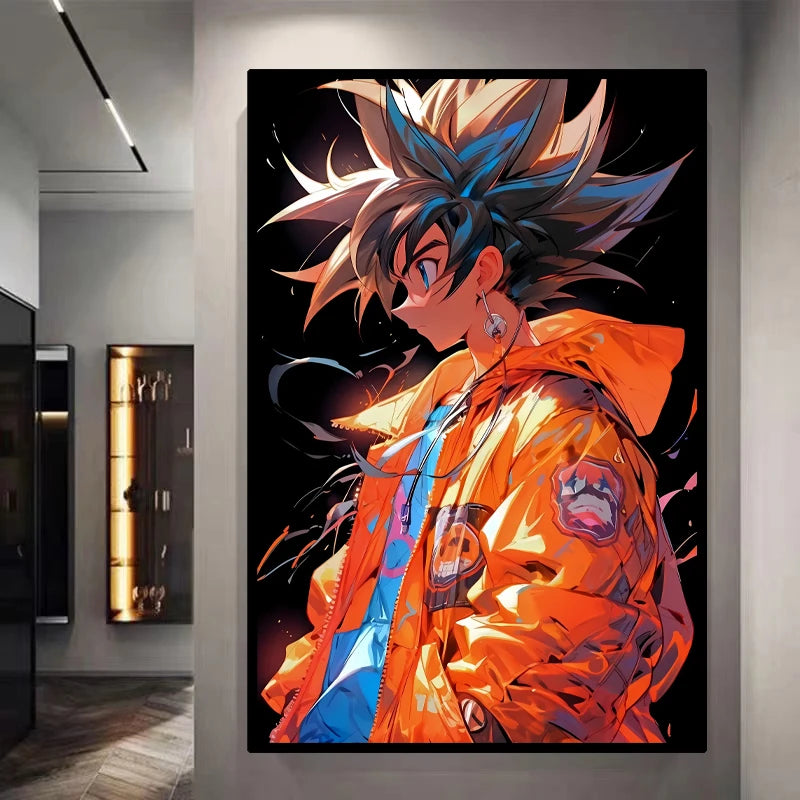 Dragon Ball Decorative Painting Sun Wukong Super Saiyan Japanese Anime Hanging Picture Living Room Bedside Mural