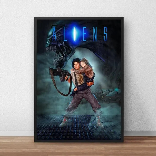 Classic Sci-Fi Alien Movie Poster, Retro Style Canvas Painting, Astronaut Space Print, Ideal Wall Art for Home Room Decoration