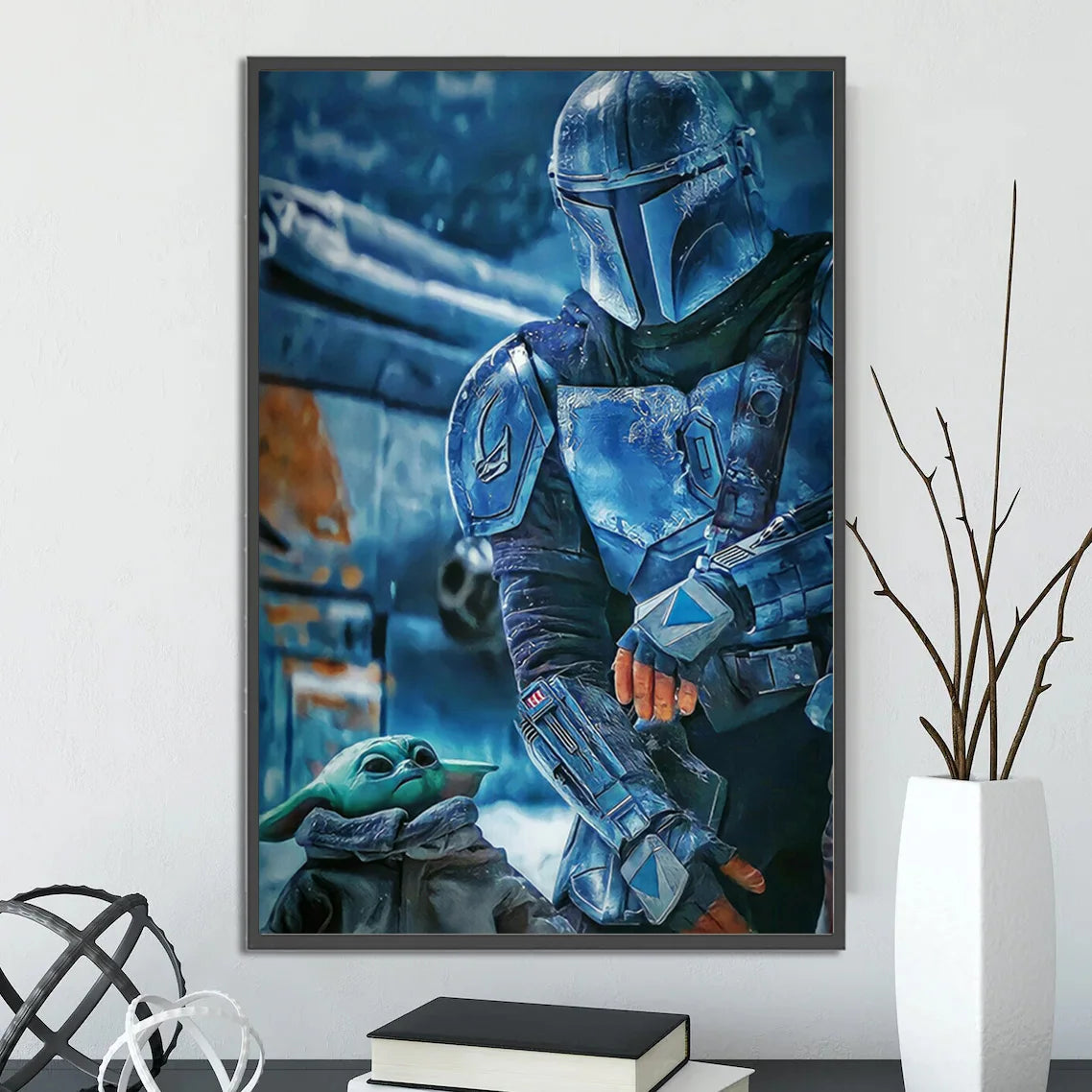 Star Wars Mandalorian Self-adhesive Poster Figures Home Decoration Painting Wall Art Computer Room Decor Kid Gift Yoda Wallpaper
