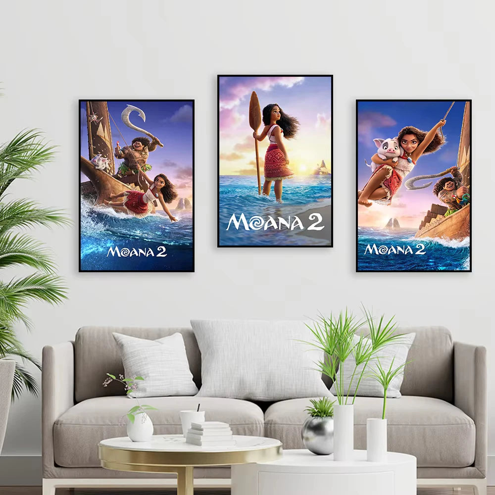 Moana 2 Poster Disney New Movie Posters Motivational Cartoon Prints Moana 2 Art Canvas Painting Kids Living Room Home Decor