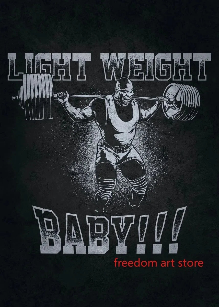 Gym Motivation Muscle Man Bodybuilding Fitness Strength Barbell Art Poster Canvas Painting Wall Print Picture for Home Gym Decor
