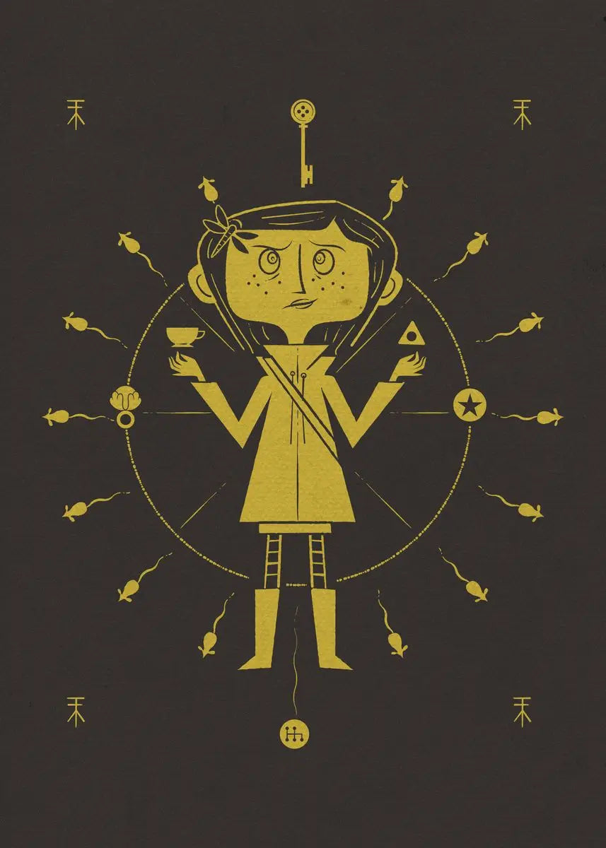 Anime Movie Coraline Poster and Print Cartoon Horror Witch Quotes Canvas Painting Wall Art for Aesthetics Living Room Home Decor