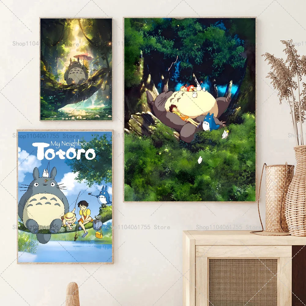 1PC Anime M-My N-Neighbor T-Totor Poster Self-adhesive Art Waterproof Paper Sticker Coffee House Bar Room Wall Decor