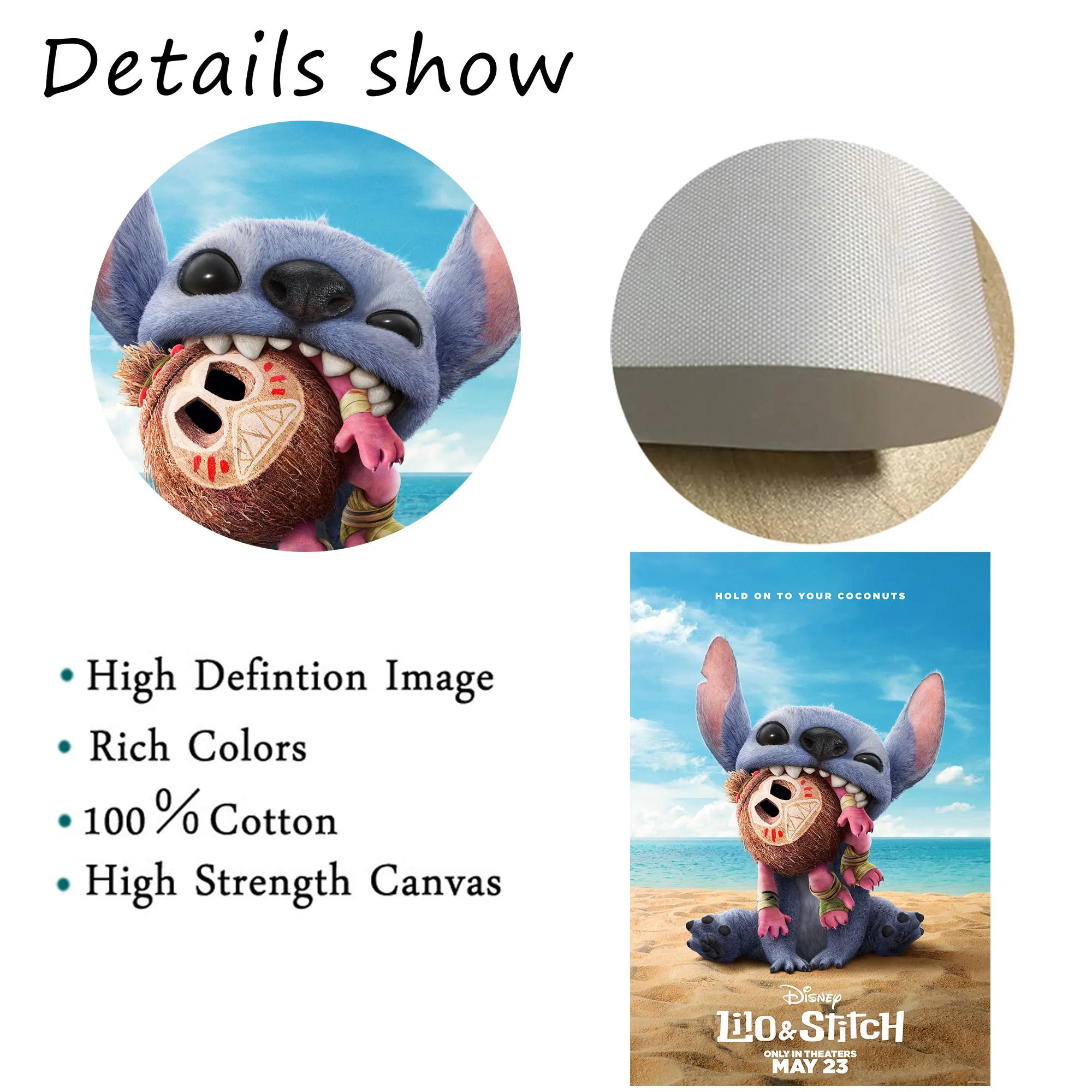 MINISO 2025 New Disney Stitch Movie Poster Lilo & Stitch Wall Decor Canvas Painting Print Art Home Decor Living Room Bedroom
