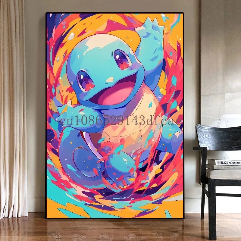 Anime Pokemon Canvas Painting Bulbasaur Charmander Squirtle Poster and Print Watercolor Wall Art Picture Home Decor Kids Gifts