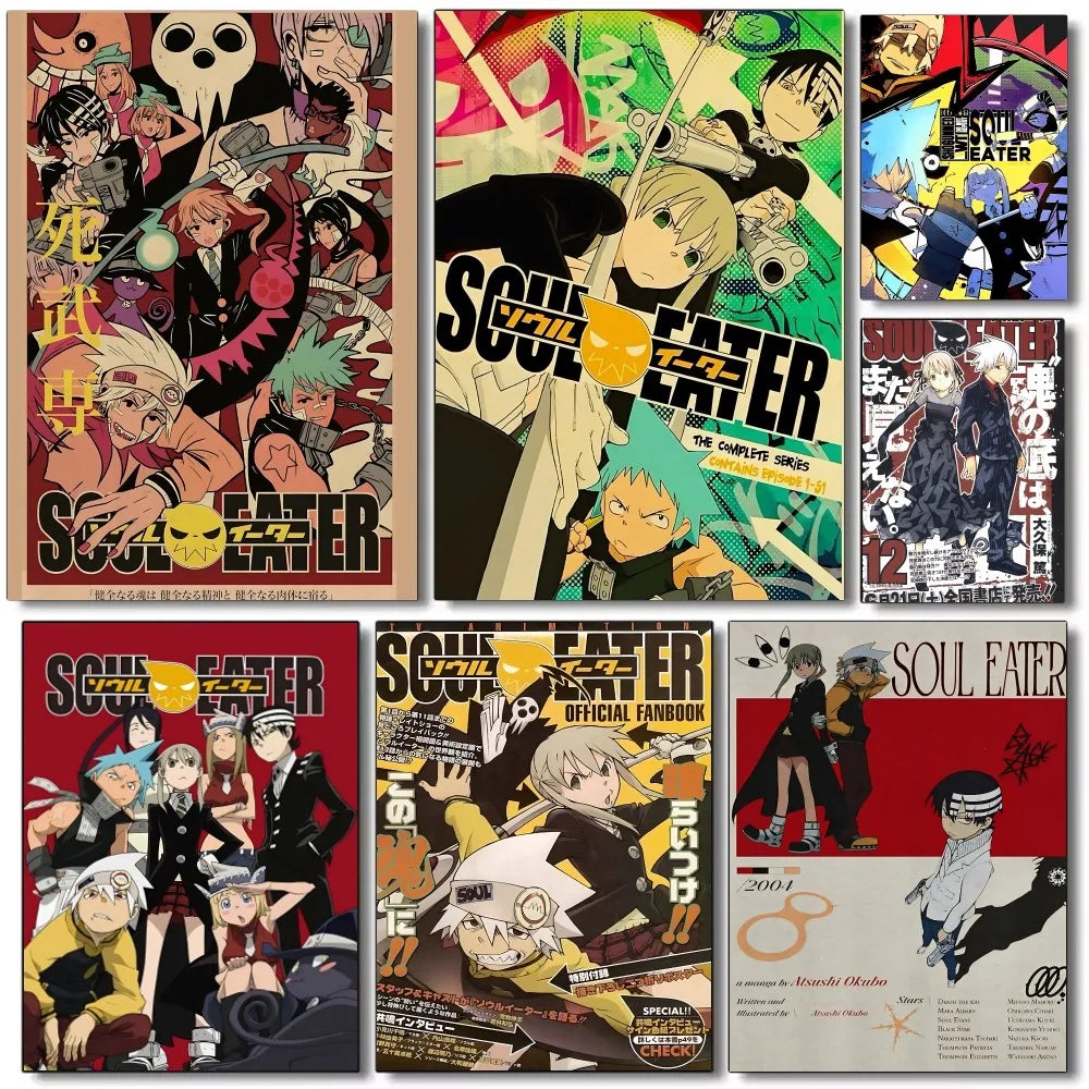 1PC Classic Anime Soul Eater Poster Self-adhesive Art Waterproof Paper Sticker Coffee House Bar Room Wall Decor