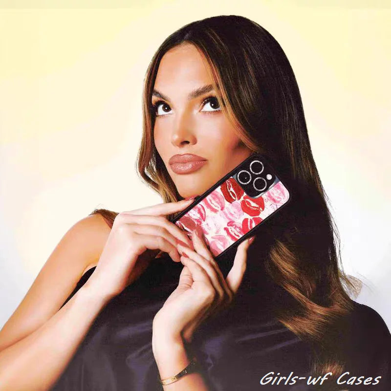 Wildflower Kensington Girls Phone Case for iPhone 12 13 14 15 16 Pro Max Plus 16Pro wf Romantic kiss mark Lipstick Lips Cover