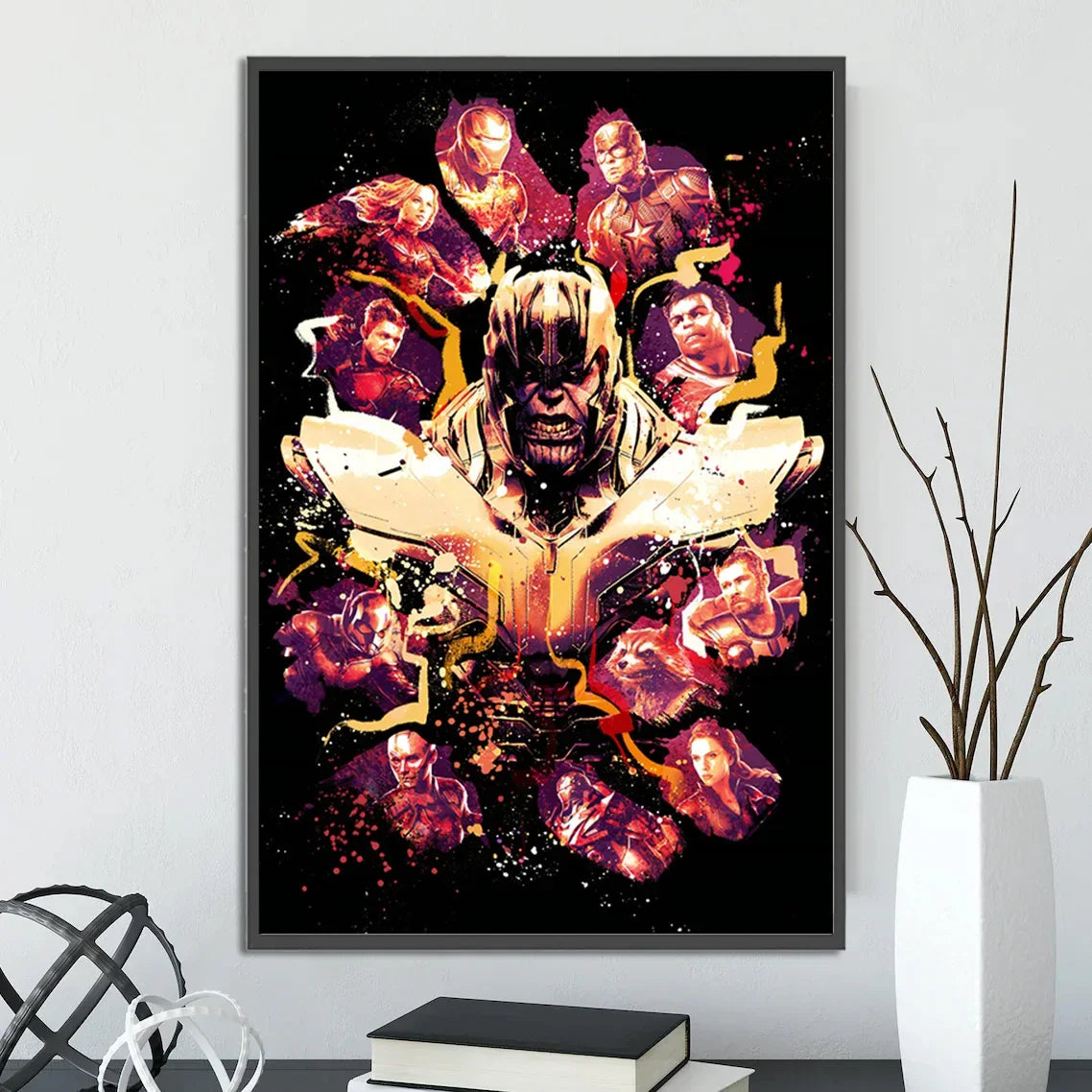I-Iron Man M-Marvel Movie Poster Self-adhesive Wallpaper Figures Home Decoration Painting Wall T-Thor Art Bedroom Cartoons Decor