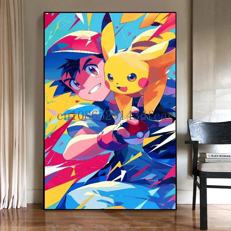 Anime Pokemon Canvas Painting Bulbasaur Charmander Squirtle Poster and Print Watercolor Wall Art Picture Home Decor Kids Gifts
