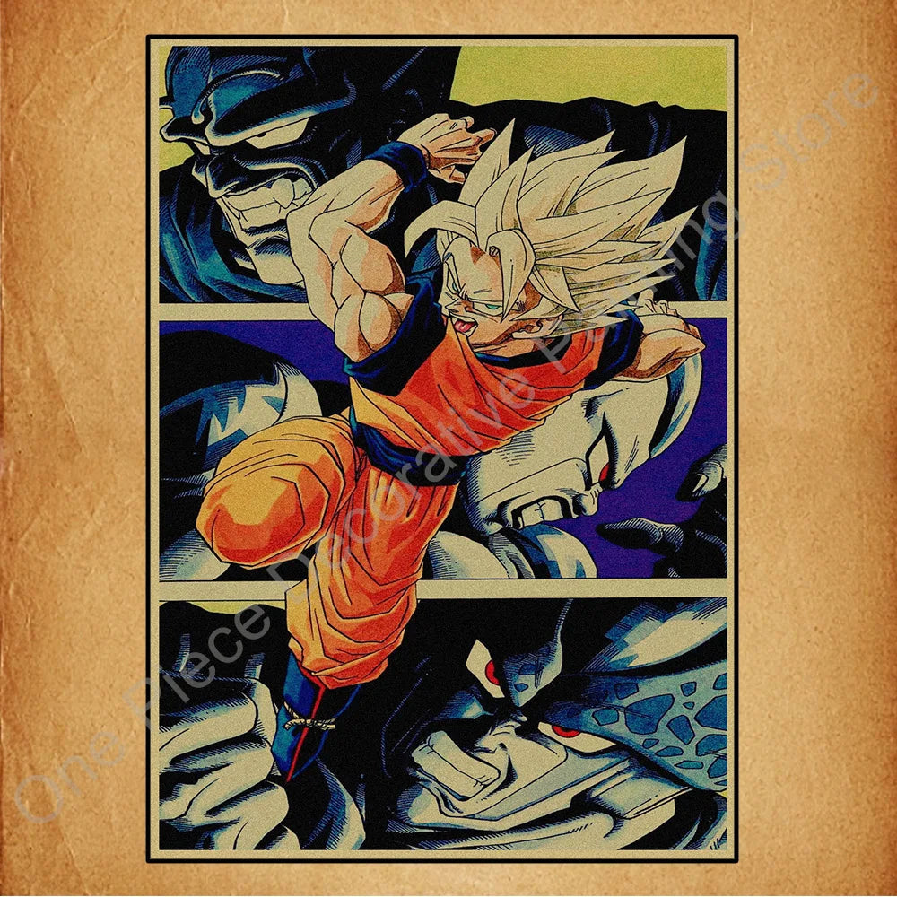 Bandai Classic Anime Retro Dragon Ball HD Poster Goku Gohan Vegeta Piccolo Friza Canvas Painting Print Wall Art Children Gift