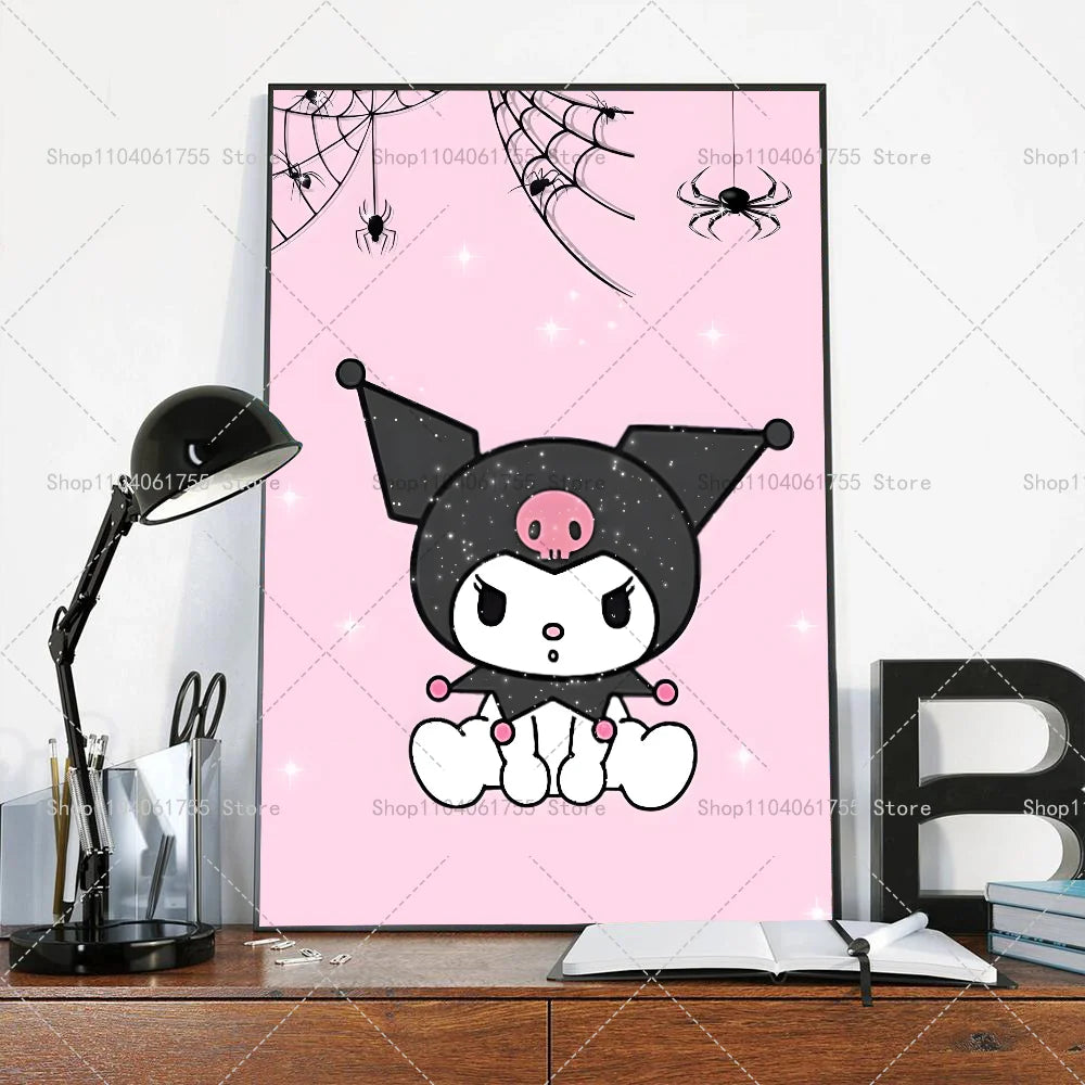 1PC Cut Cartoon K-Kuromi Poster Self-adhesive Art Waterproof Paper Sticker Coffee House Bar Room Wall Decor
