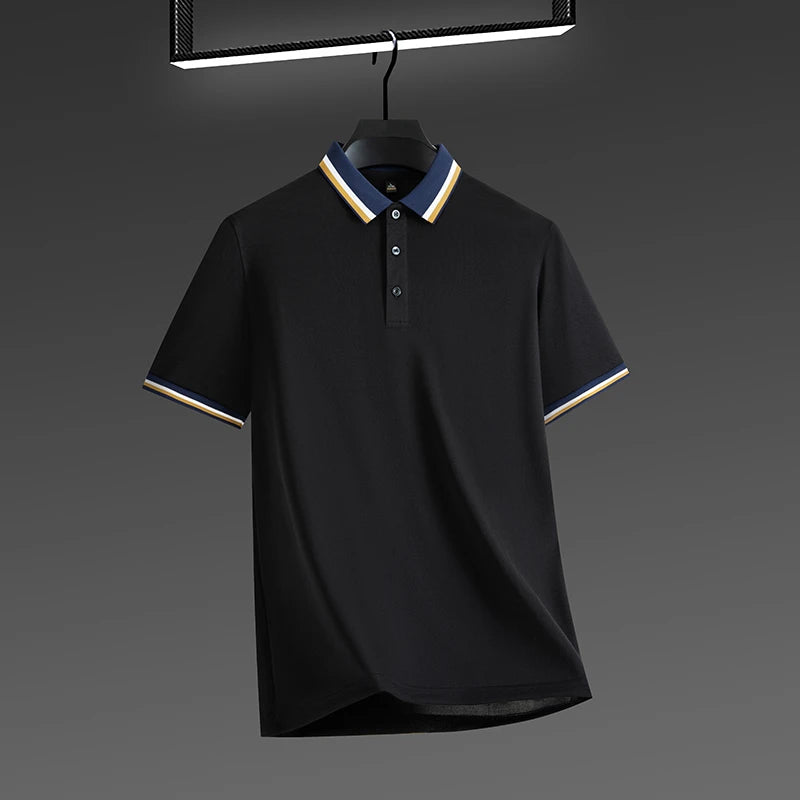 2025 New Men's Business Casual Short Sleeved Shirt Solid Color Polo Shirt Fashionable Breathable Comfortable Versatile Top