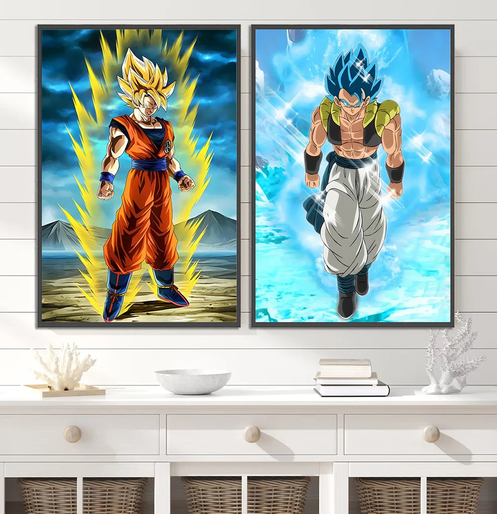 Dragon Ball Self-adhesive Poster Saiyan Goku Anime Wallpapr Figures Home Decoration Painting Pictures Wall Art Birthday Gift