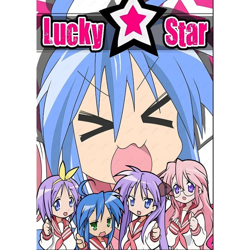 Anime L-Lucky S-Star Cute Girl Poster Sticky Wall Art Printing Waterproof Home Living Bed Room Bar Aesthetic Decor