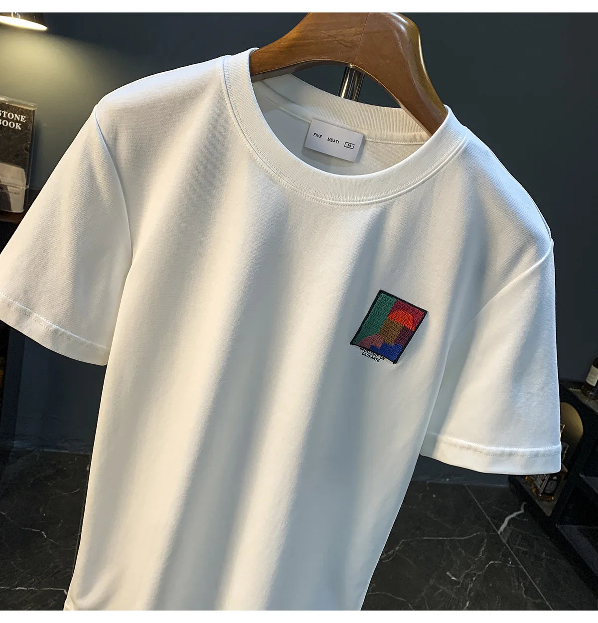 2025 Summer New Geometric Creative Printed Short sleeved T-shirt for Men, Comfortable, Versatile, Premium Embroidered Top