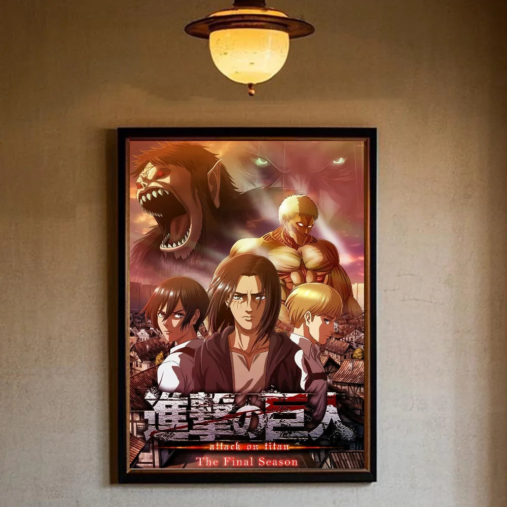 A-Attack on Titan Poster art sticky wall waterproof home living room bedroom bar aesthetic decoration