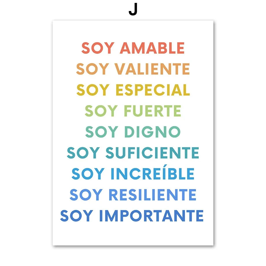 Modern Spanish Calm Corner Canvas Prints Aesthetic Inspirational Education Classroom Wall Art Poster for Home & School Decor