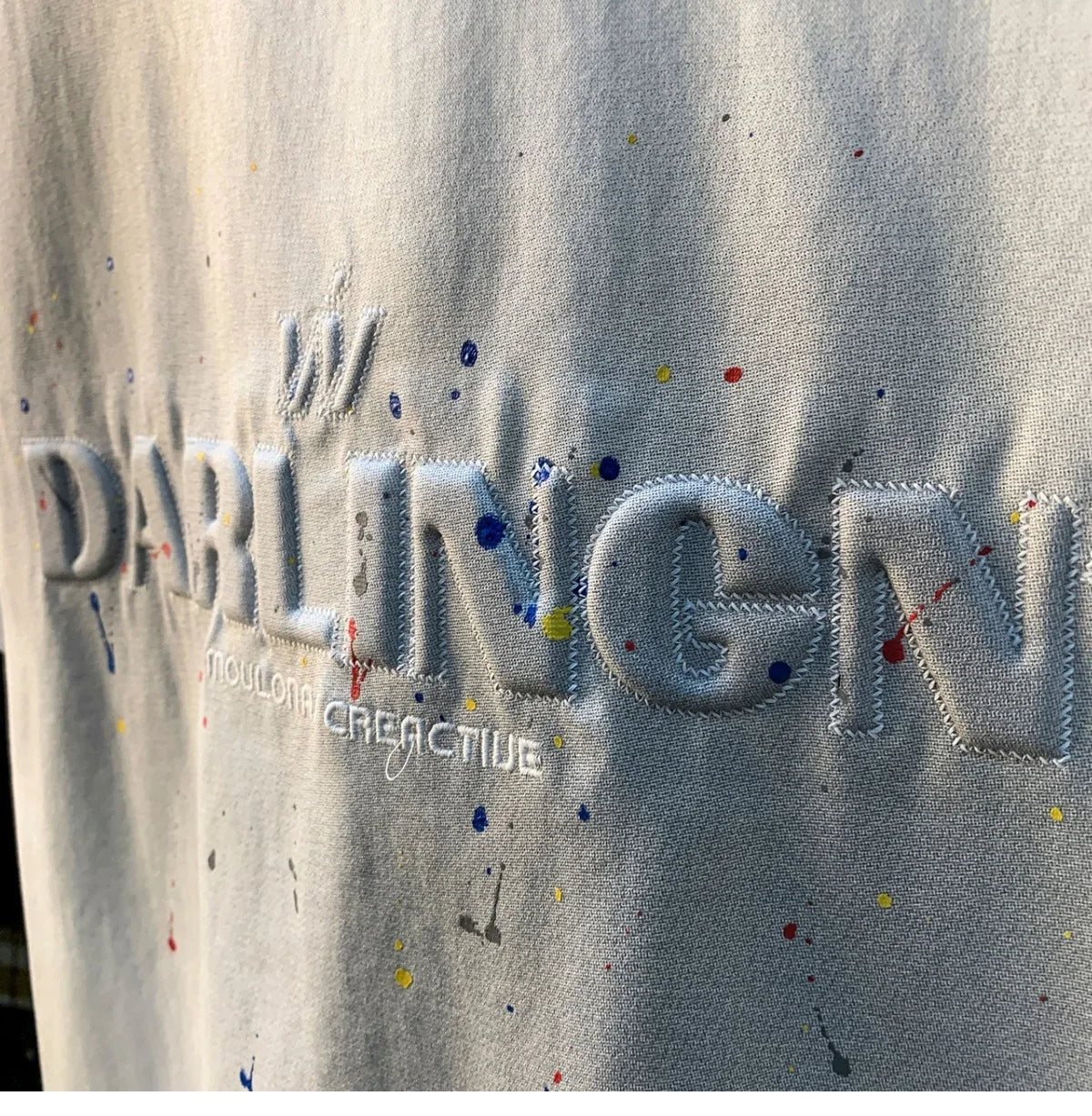 2025 Summer thin fashion high-end printed T-shirt men's 2025 trend embroidered paint splashed short sleeved top