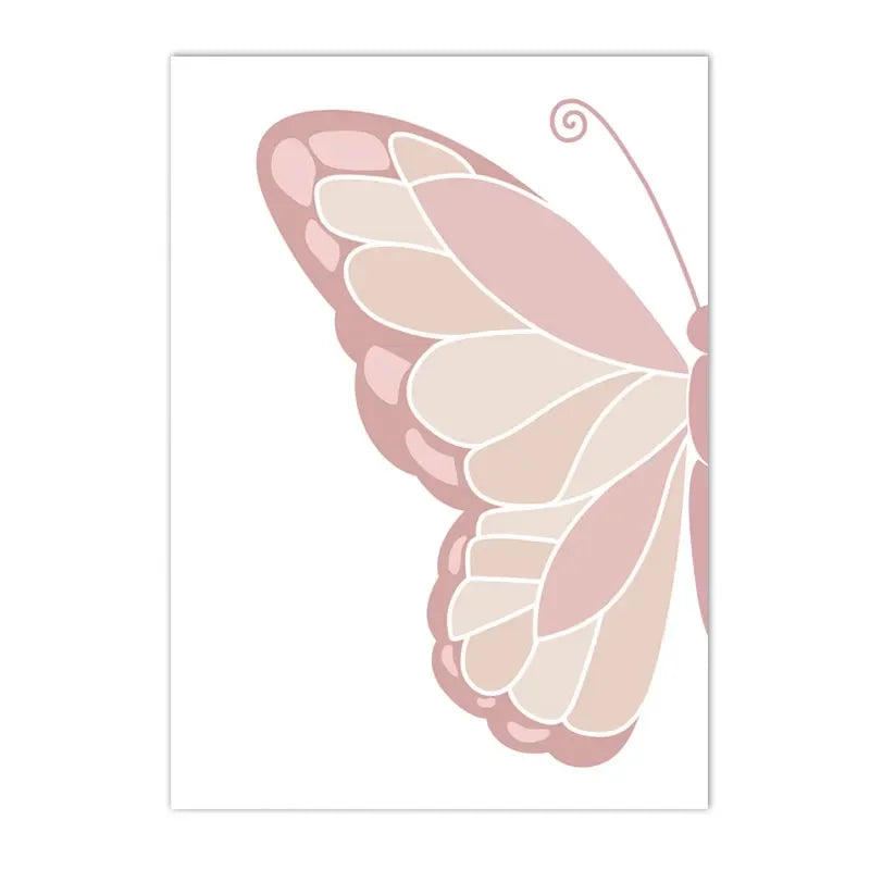 Pink Heart Nursery Poster Sun Daisy Butterfly Rainbow Wall Art Canvas Painting Personalized Name Print Pictures Girl Room Decor