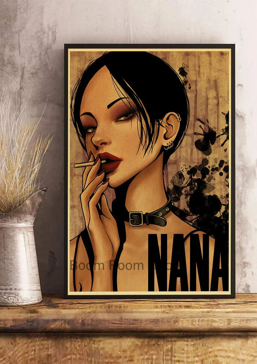 Hot Anime Posters NANA Retro Kraft Paper Sticker Poste 2021 Arrivals Bar Cafe Decor Nostalgia Gift Funny Prints Wall Paintings