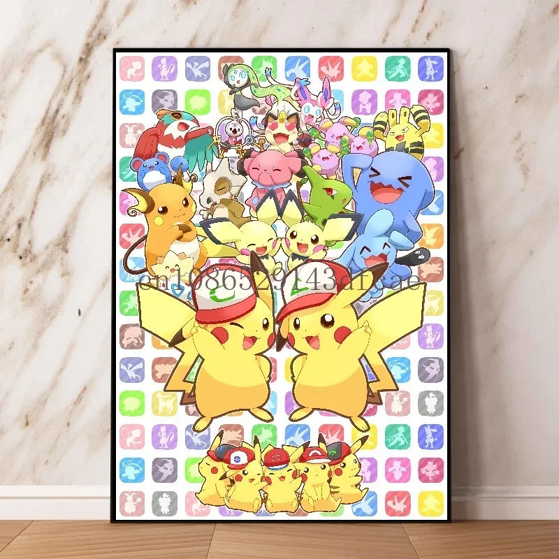 Pokemon Peripherals Pikachu Gyarados Squirtle Charmander Canvas Painting Anime Wall Art Prints Living Room Decor Posters Gifts