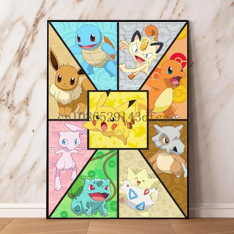 Pokemon Peripherals Pikachu Gyarados Squirtle Charmander Canvas Painting Anime Wall Art Prints Living Room Decor Posters Gifts