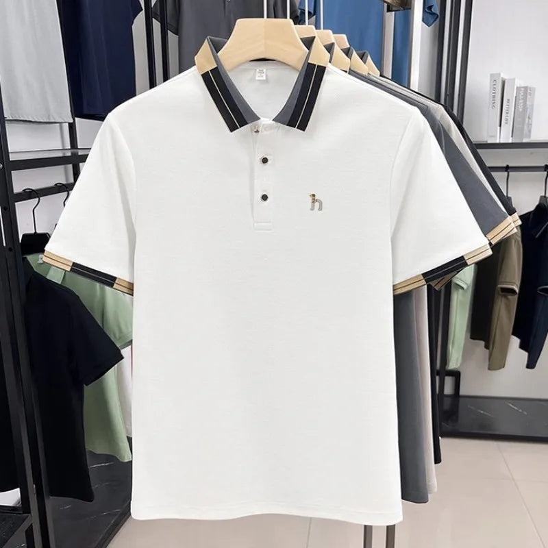 Luxury fashion men's short sleeve polo shirt high-quality brand summer breathable casual T-shirt cute cartoon dog embroidery top