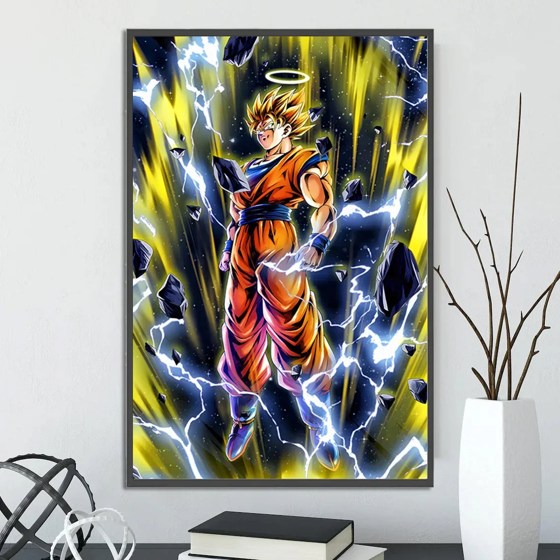 Dragon Ball Self-adhesive Poster Saiyan Goku Anime Wallpapr Figures Home Decoration Painting Pictures Wall Art Birthday Gift