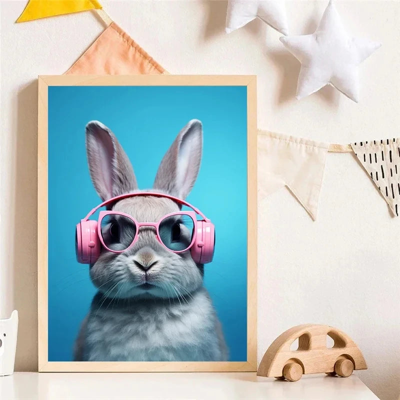 Animals With Sunglasses Art Poster Cool Cat Tiger Lion Giraffe Rabbit Wall Art Picture Canvas Print Painting Home Decoration