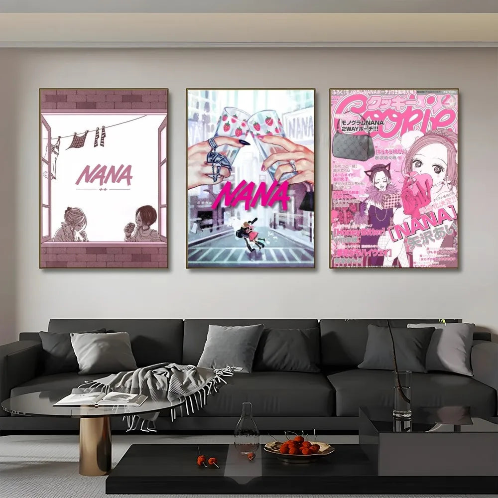 Anime Nana Osaki Line Poster Sticky Wall Art Printing Waterproof Home Living Bed Room Bar Aesthetic Decor