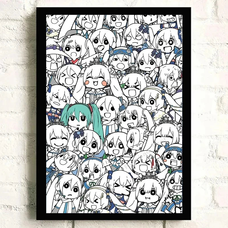 H-Hatsune Anime Miku-Poster Cartoon beautiful girl Anime Canvas Print Poster Poster Wall Art Decoration For Home Room Decoration