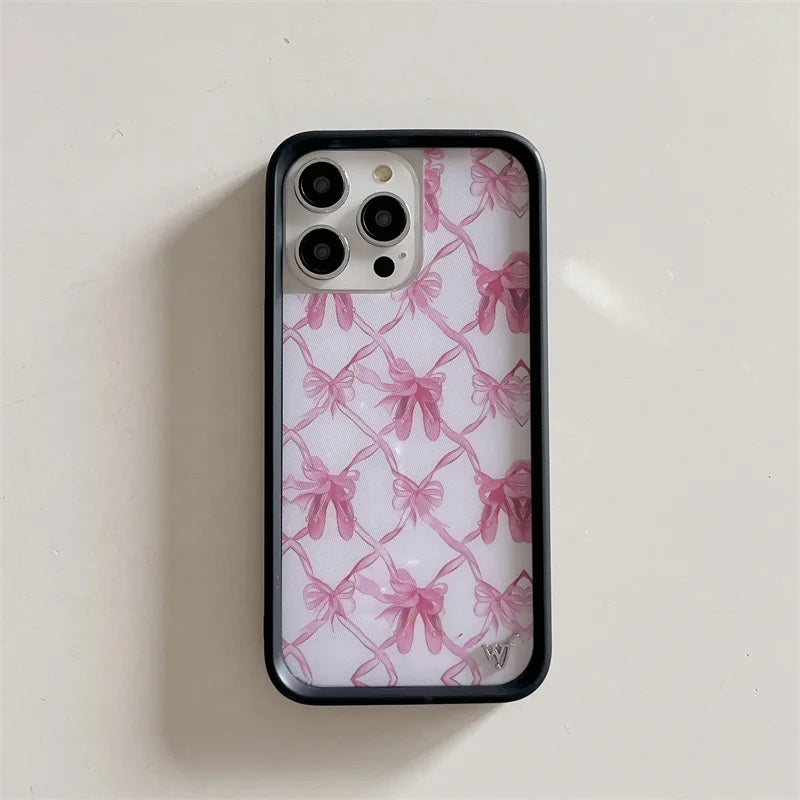 Wildflower 3D Girls bow high heels Phone Case for iPhone 16 15 14 13 12 Pro Max Plus 16pro 15pro WF Rabbit Cute Cartoon Cover