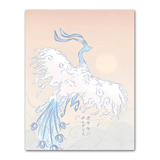Pokemon Peripherals Posters Pikachu Rayquaza Gyarados Charizard Anime Action Figures Canvas Painting Wall Decoration Poster Toys