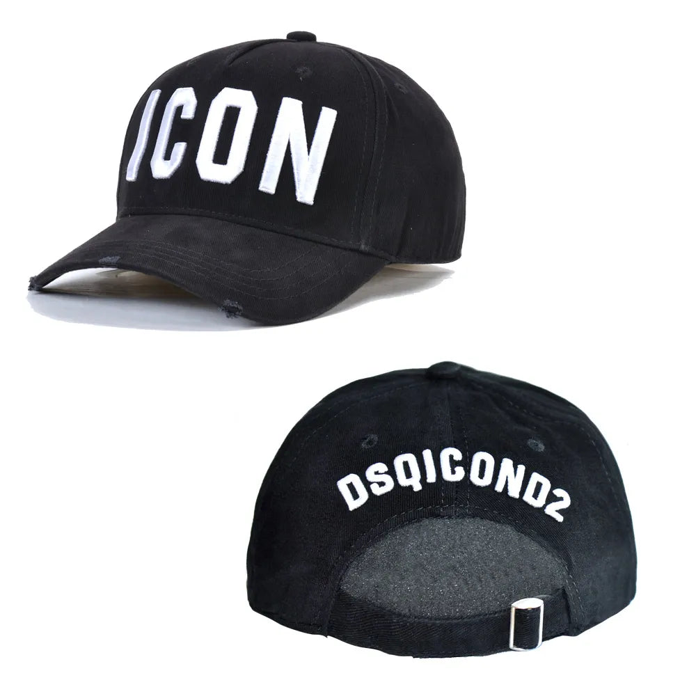 DSQICOND2 Brand 100% Cotton Baseball Caps ICON Letters High Quality Cap Men Women Customer Design Hat Black Cap Dad Hats