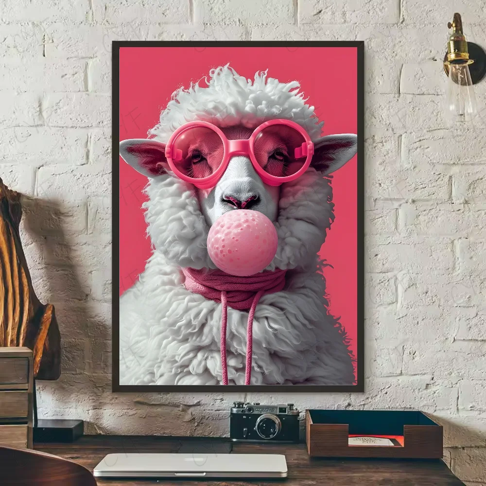 Multi-sizes Cute LIama Poster HD art sticky wall waterproof home living room bedroom bar aesthetic decoration